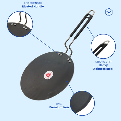 LAZYwindow Heavy Iron Tawa with insulated Handle for roti/chapati/paratha Dia 25 cm