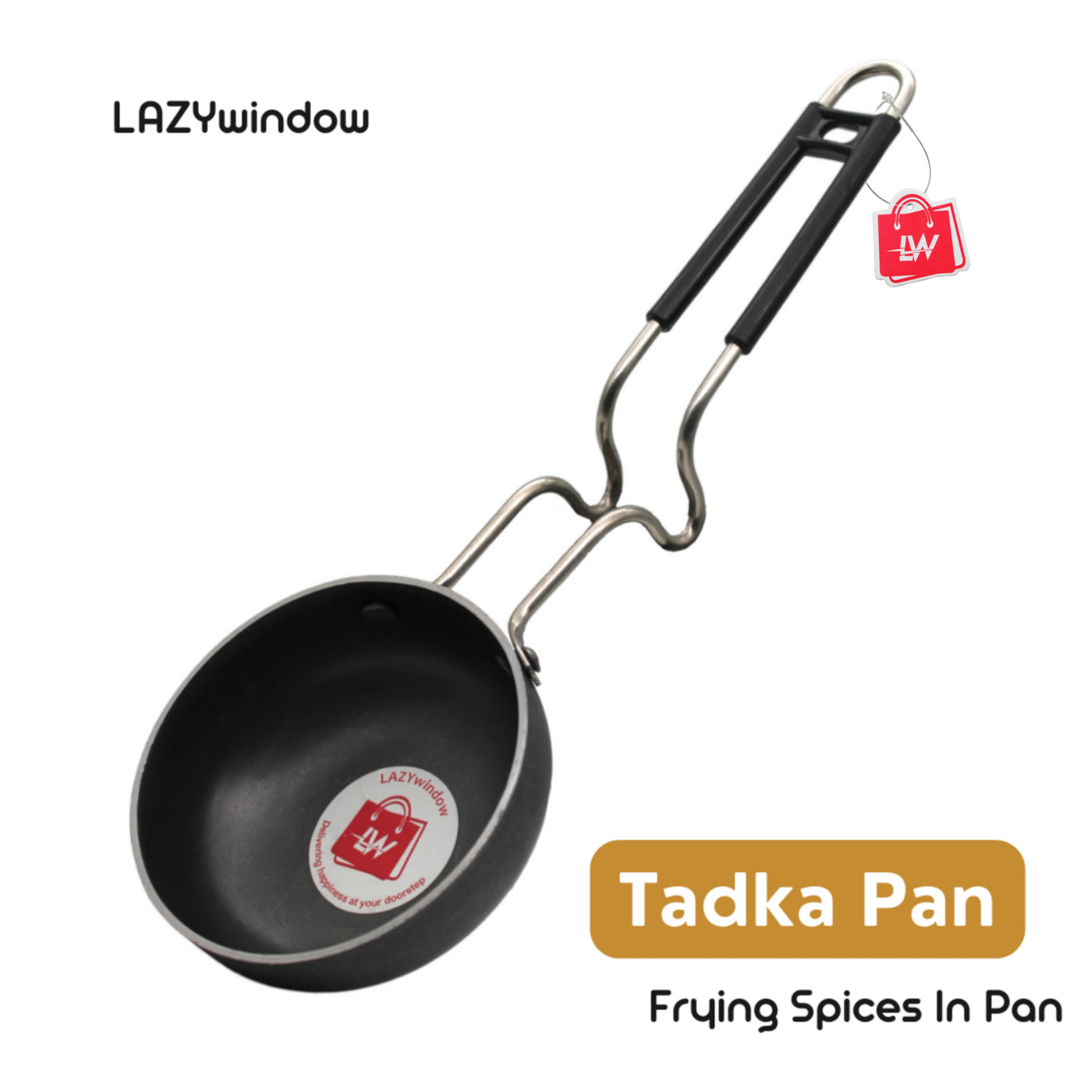 LAZYwindow Essential Iron Tadka Pan/Fry Pan with Steel Handle for Kitchen 12cm Diameter Pack Of 1