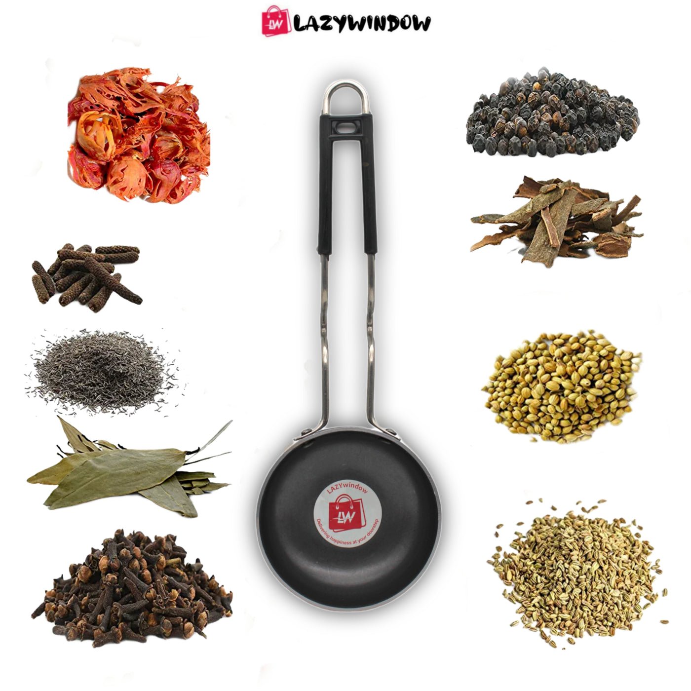 LAZYwindow Essential Iron Tadka Pan/Fry Pan with Steel Handle for Kitchen 12cm Diameter Pack Of 1