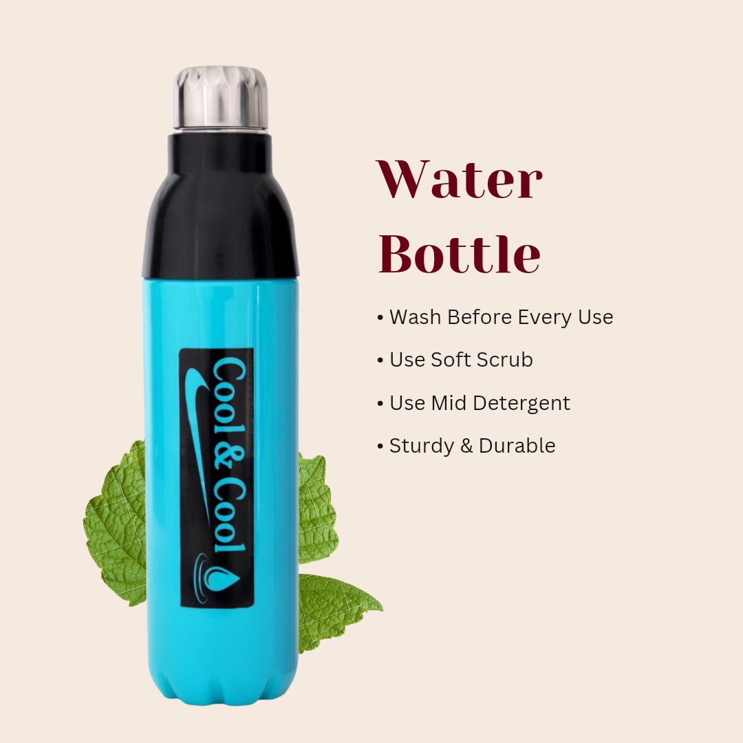 LAZYwindow Premium Quality Cool & Cool 1000ml Sky Blue Plastic Insulated Water Bottle