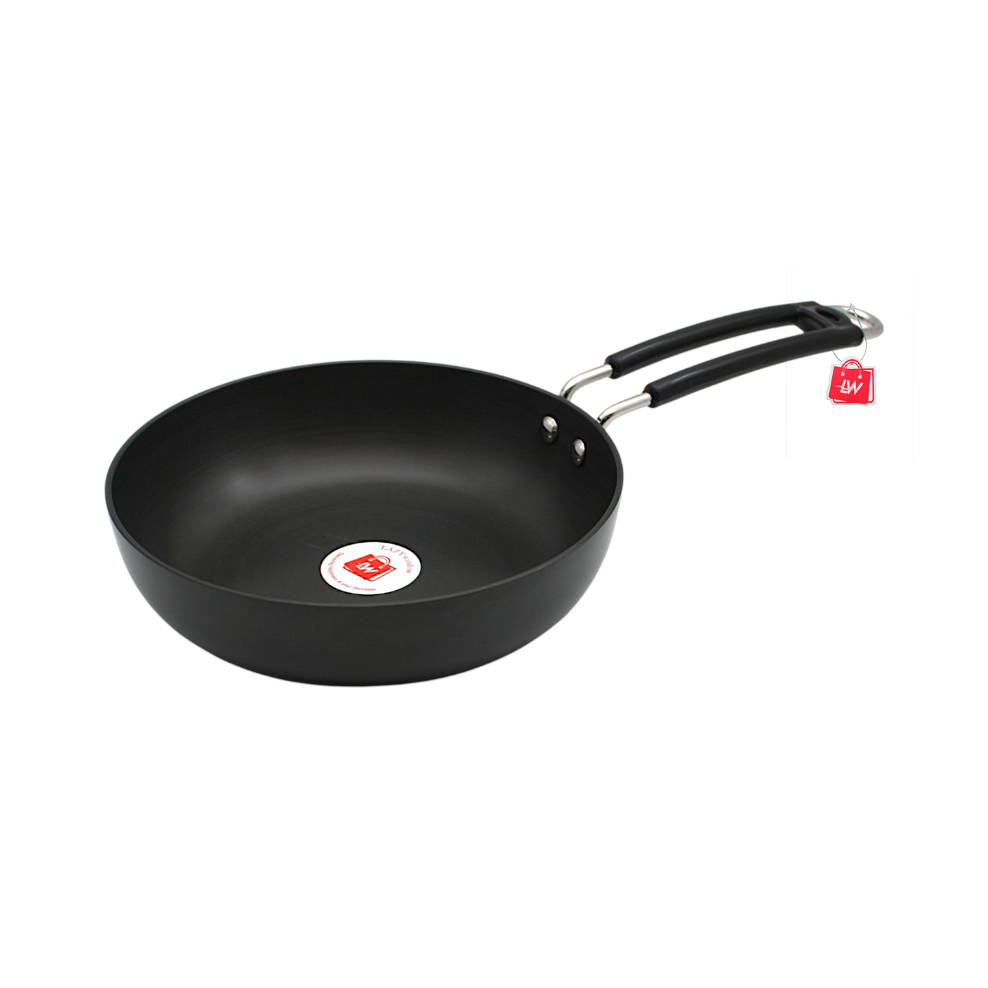LAZYwindow Superior Quality Hard Anodised Fry Pan - 1 Ltr. (Black) | Induction Base & Long-Lasting