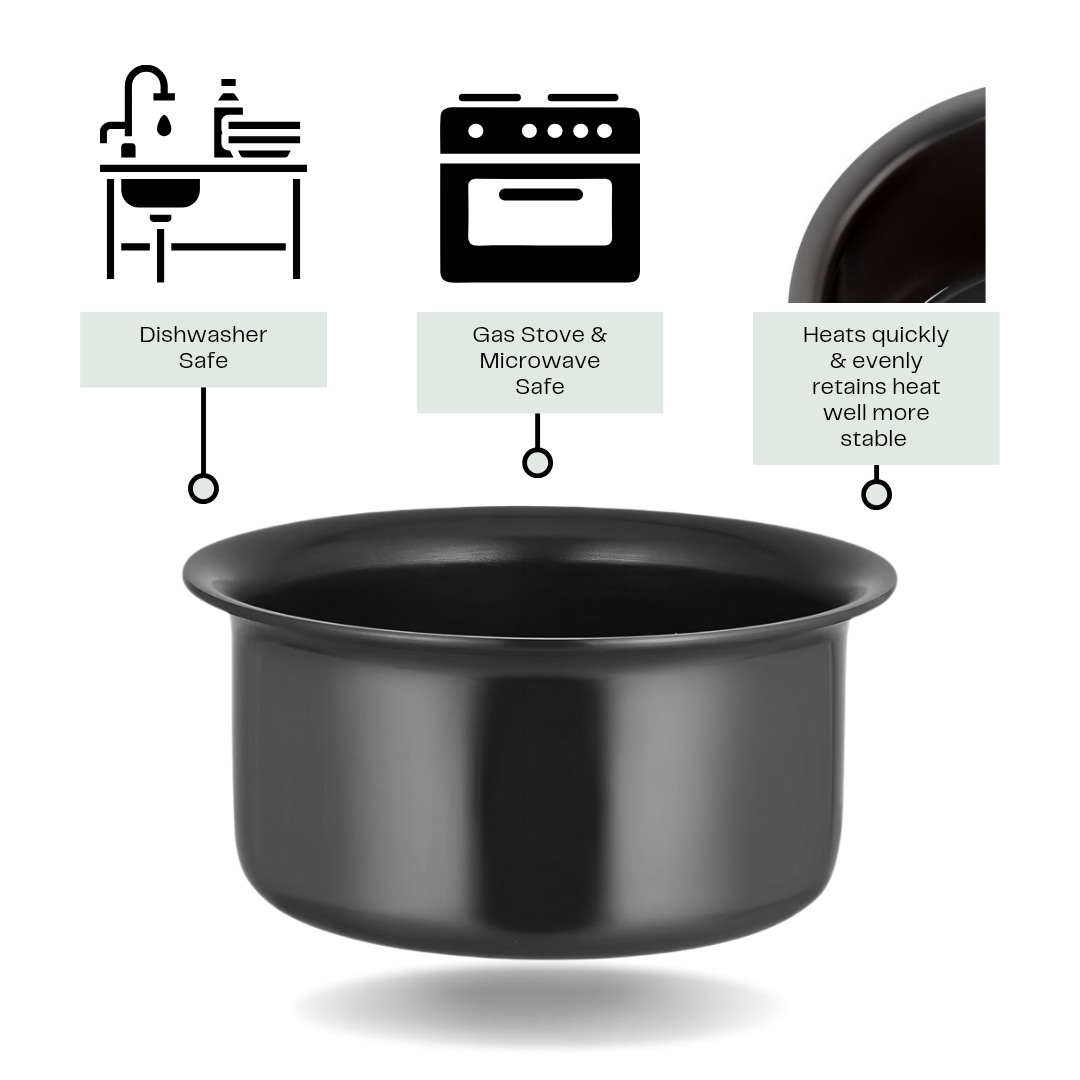 LAZYwindow Superior Quality Hard Anodised Tope - 3 Ltr. (Black) | Induction Base & Long-Lasting