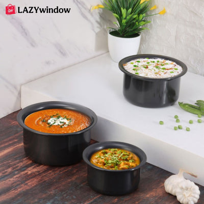 LAZYwindow Superior Quality Hard Anodised Tope - 3 Ltr. (Black) | Induction Base & Long-Lasting