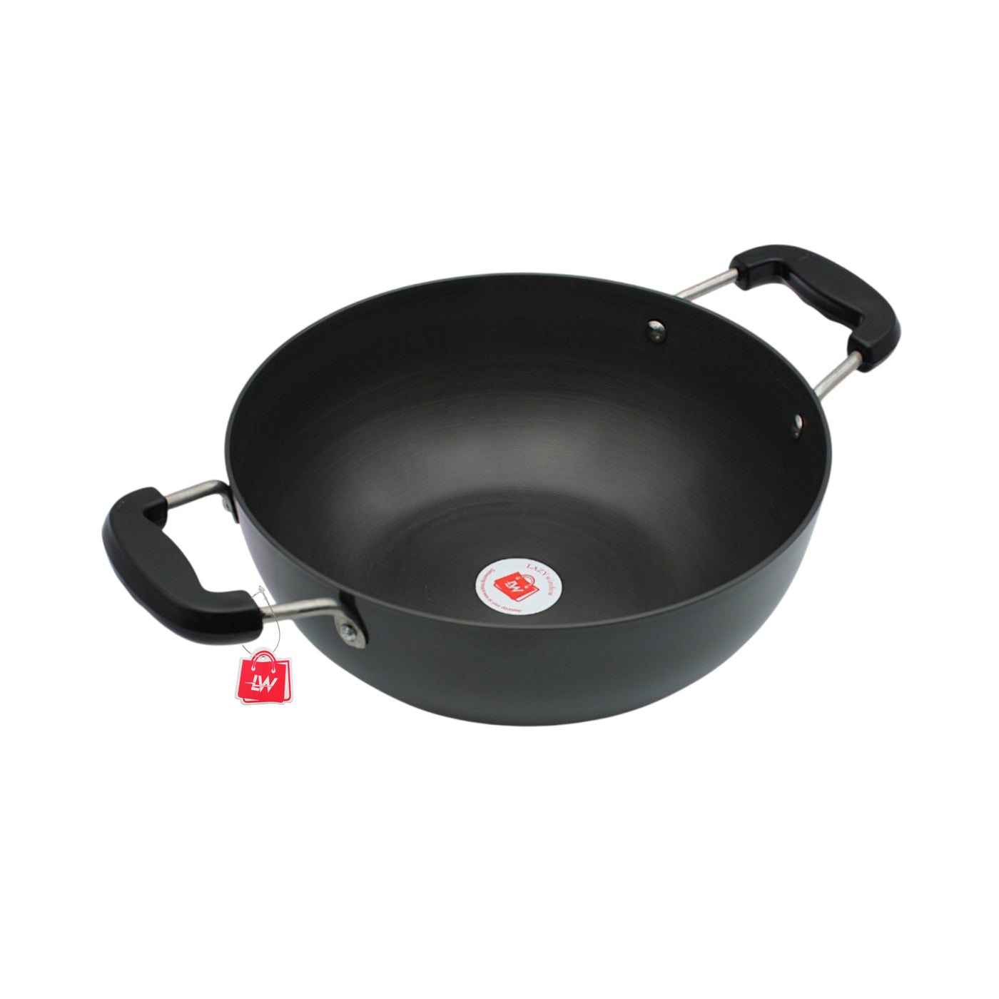 LAZYwindow Superior Quality Hard Anodised Kadhai, Dia - 25.5cm, 3 Ltr. (Black) | Induction Base & Long-Lasting