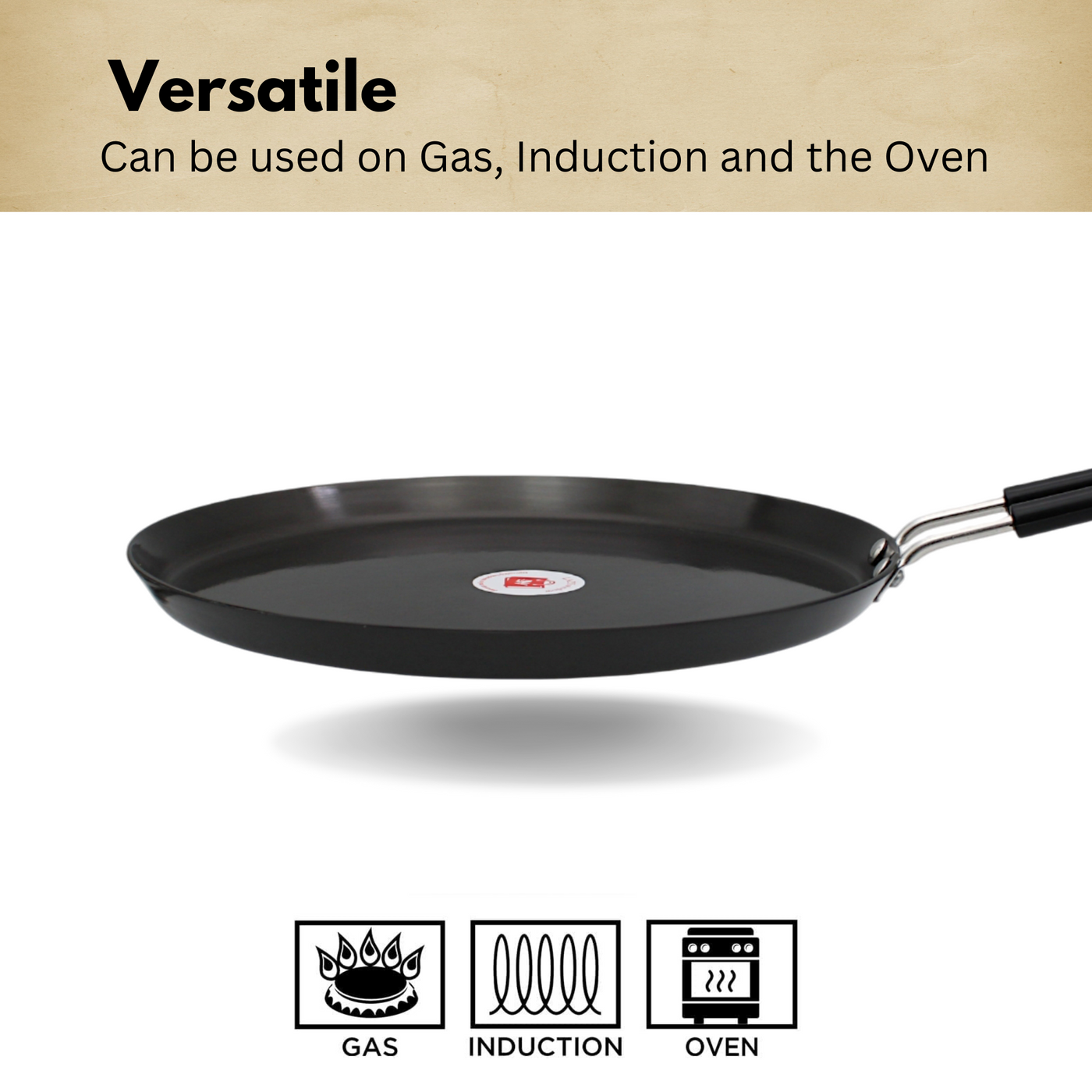 LAZYwindow Superior Quality Hard Anodised Dosa Tawa, Dia - 27.5cm, 750ml (Black) | Induction Base & Long-Lasting