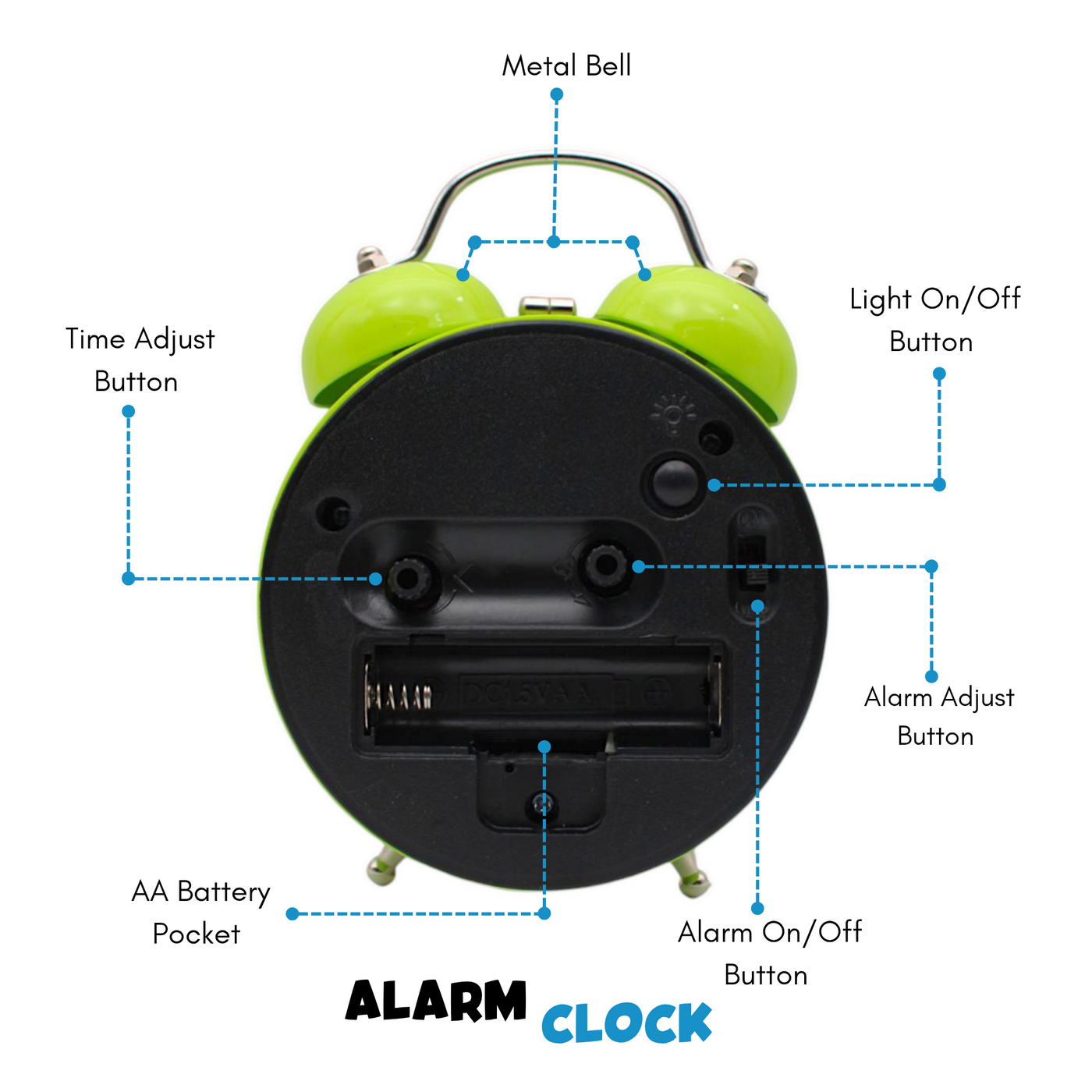 LAZYwindow Twin Bell Analog Alarm Clock | Loud Ring | Retro Table Clock for Bedroom & Office Multicolor (Round Shape)