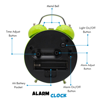 LAZYwindow Twin Bell Analog Alarm Clock | Loud Ring | Retro Table Clock for Bedroom & Office Multicolor (Round Shape)