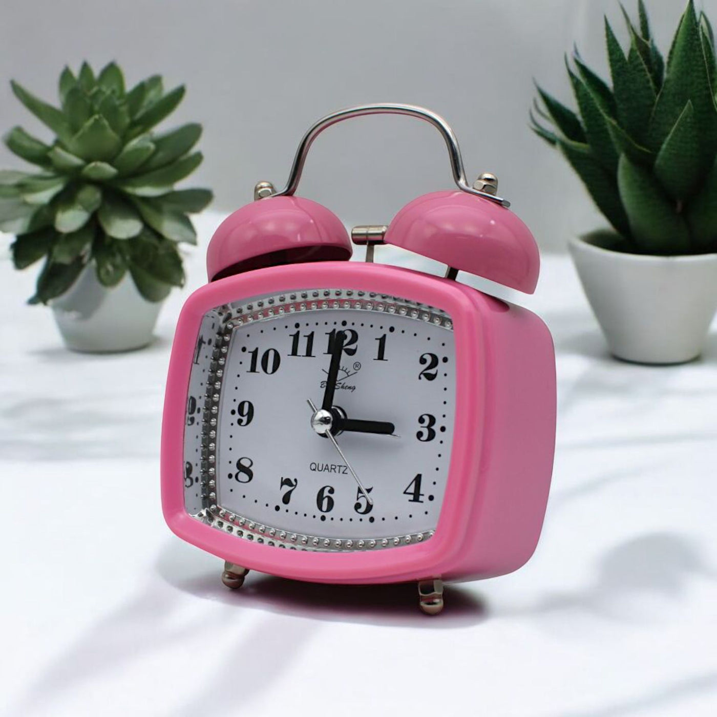 LAZYwindow Twin Bell Analog Alarm Clock | Loud Ring | Retro Table Clock for Bedroom & Office Multicolor (Squircle Shape)