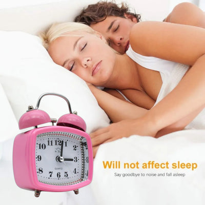 LAZYwindow Twin Bell Analog Alarm Clock | Loud Ring | Retro Table Clock for Bedroom & Office Multicolor (Squircle Shape)