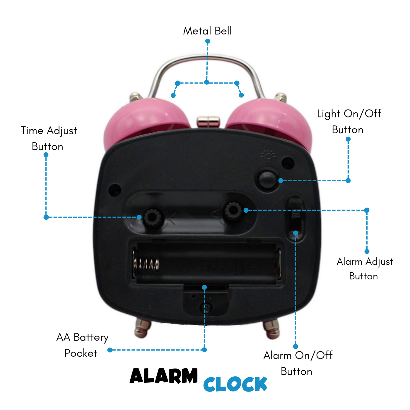 LAZYwindow Twin Bell Analog Alarm Clock | Loud Ring | Retro Table Clock for Bedroom & Office Multicolor (Squircle Shape)