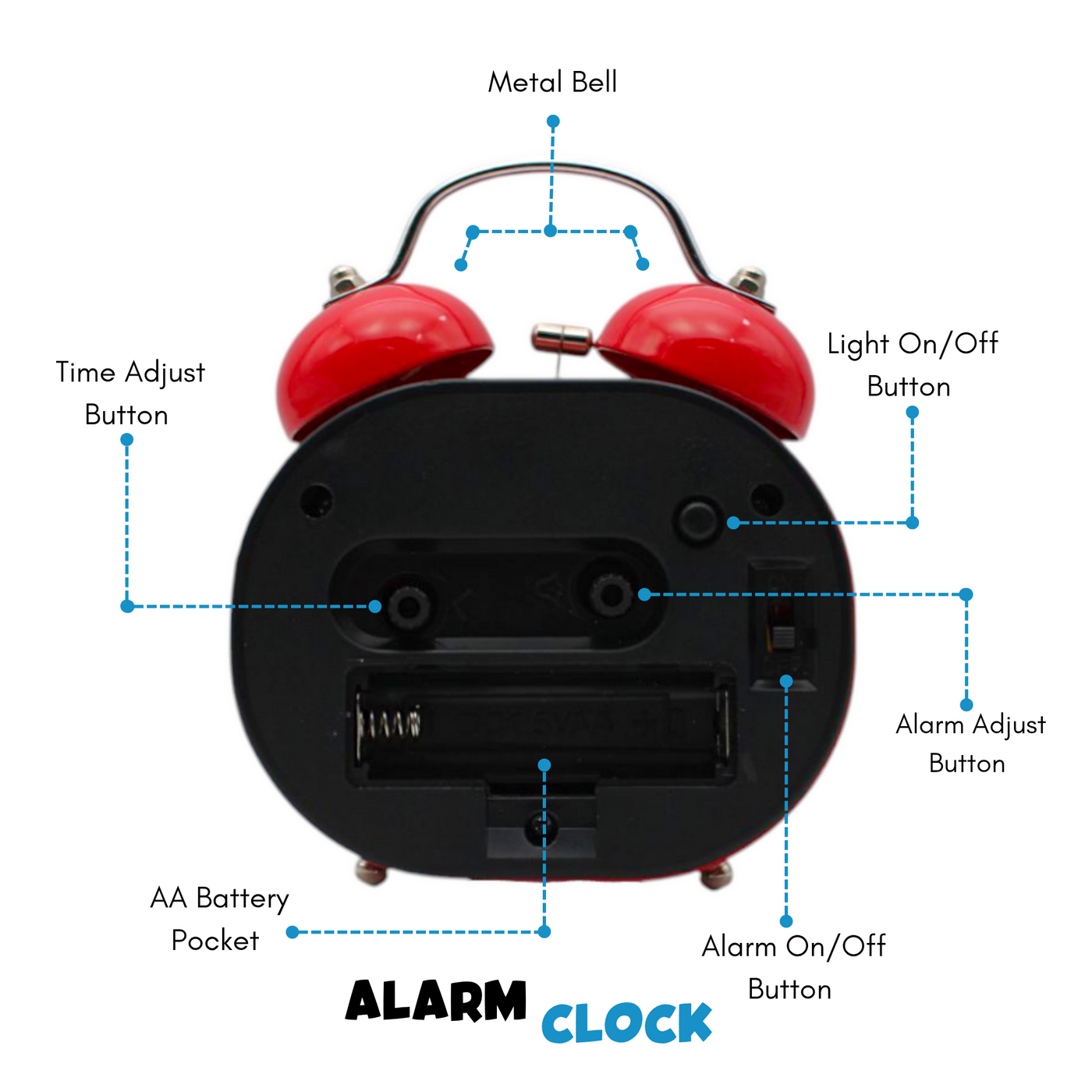 LAZYwindow Twin Bell Analog Alarm Clock | Loud Ring | Retro Table Clock for Bedroom & Office Multicolor (Oval Shape)