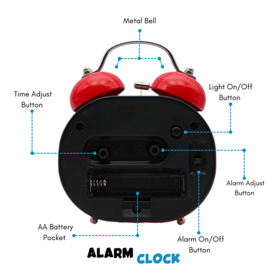 LAZYwindow Twin Bell Analog Alarm Clock | Loud Ring | Retro Table Clock for Bedroom & Office Multicolor (Oval Shape)