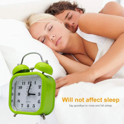 LAZYwindow Twin Bell Analog Alarm Clock | Loud Ring | Retro Table Clock for Bedroom & Office Multicolor (Square Shape)