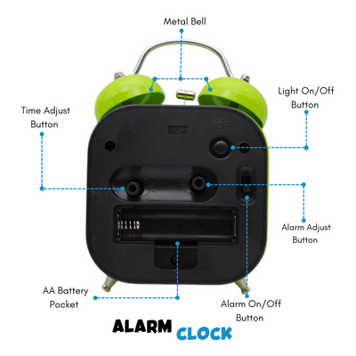 LAZYwindow Twin Bell Analog Alarm Clock | Loud Ring | Retro Table Clock for Bedroom & Office Multicolor (Square Shape)
