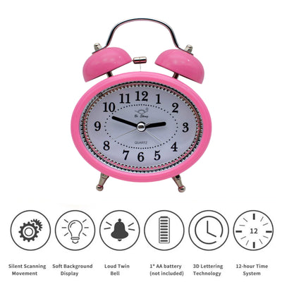 LAZYwindow Twin Bell Analog Alarm Clock | Loud Ring | Retro Table Clock for Bedroom & Office Multicolor (Classic Shape)