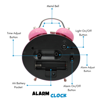 LAZYwindow Twin Bell Analog Alarm Clock | Loud Ring | Retro Table Clock for Bedroom & Office Multicolor (Classic Shape)