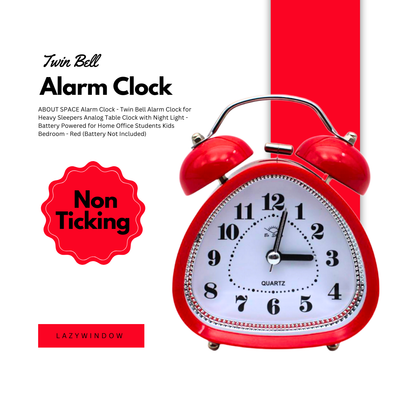 LAZYwindow Twin Bell Analog Alarm Clock | Loud Ring | Retro Table Clock for Bedroom & Office Multicolor (Triangle Shape)