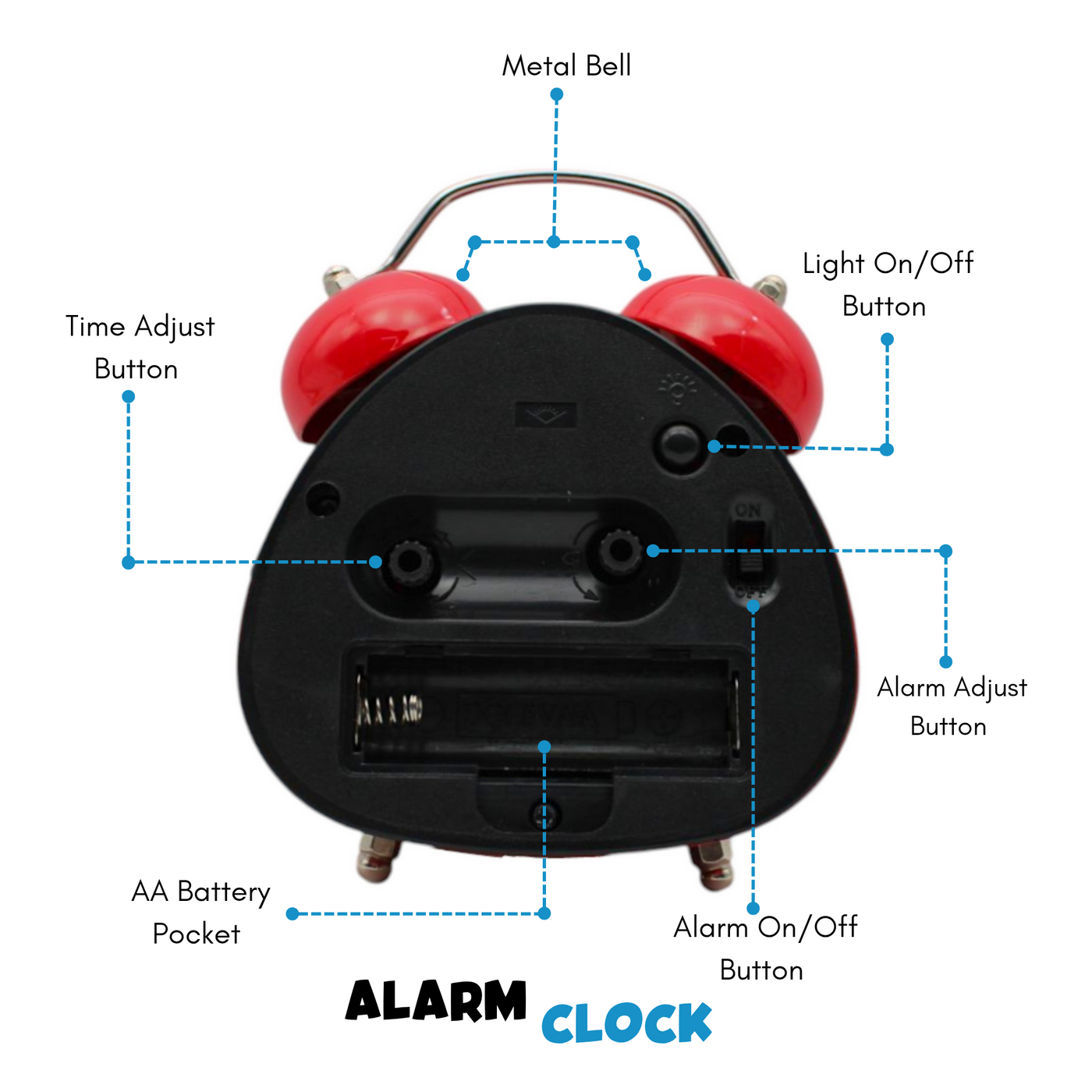 LAZYwindow Twin Bell Analog Alarm Clock | Loud Ring | Retro Table Clock for Bedroom & Office Multicolor (Triangle Shape)