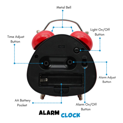 LAZYwindow Twin Bell Analog Alarm Clock | Loud Ring | Retro Table Clock for Bedroom & Office Multicolor (Triangle Shape)