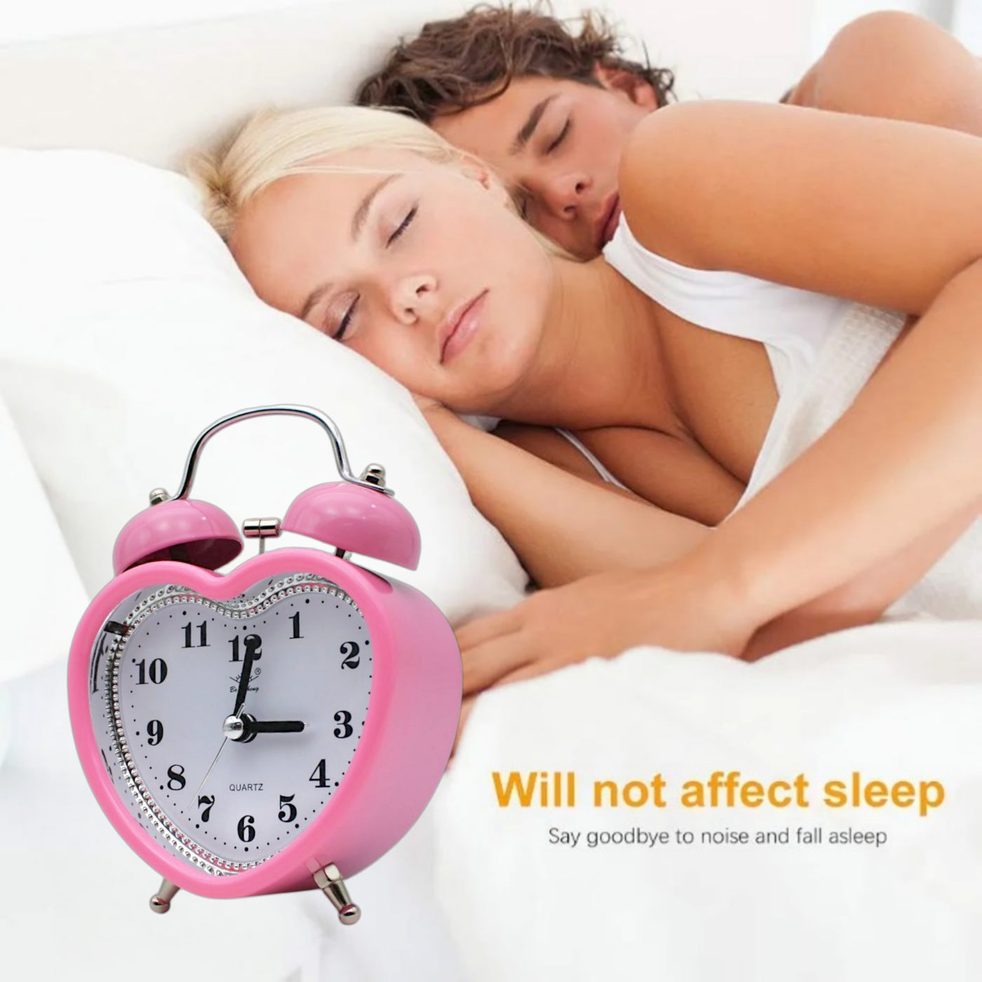 LAZYwindow Twin Bell Analog Alarm Clock | Loud Ring | Retro Table Clock for Bedroom & Office Multicolor (Heart Shape)