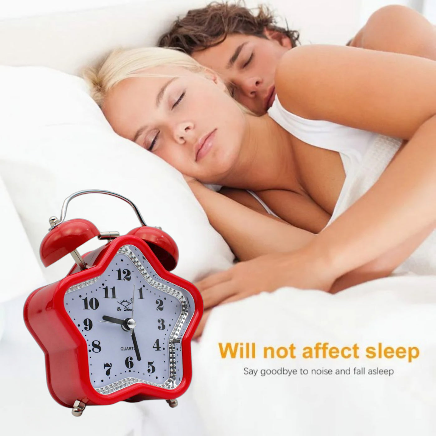 LAZYwindow Twin Bell Analog Alarm Clock | Loud Ring | Retro Table Clock for Bedroom & Office Multicolor (Star Shape)