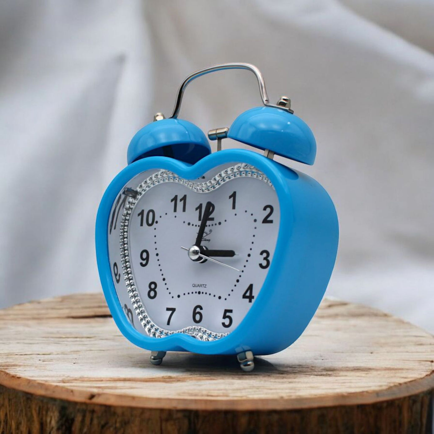 LAZYwindow Twin Bell Analog Alarm Clock | Loud Ring | Retro Table Clock for Bedroom & Office Multicolor (Apple Shape)