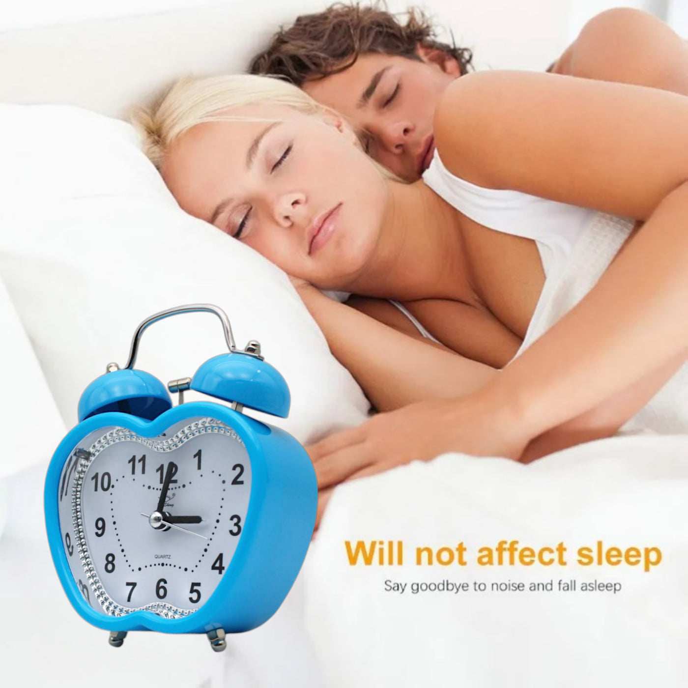 LAZYwindow Twin Bell Analog Alarm Clock | Loud Ring | Retro Table Clock for Bedroom & Office Multicolor (Apple Shape)