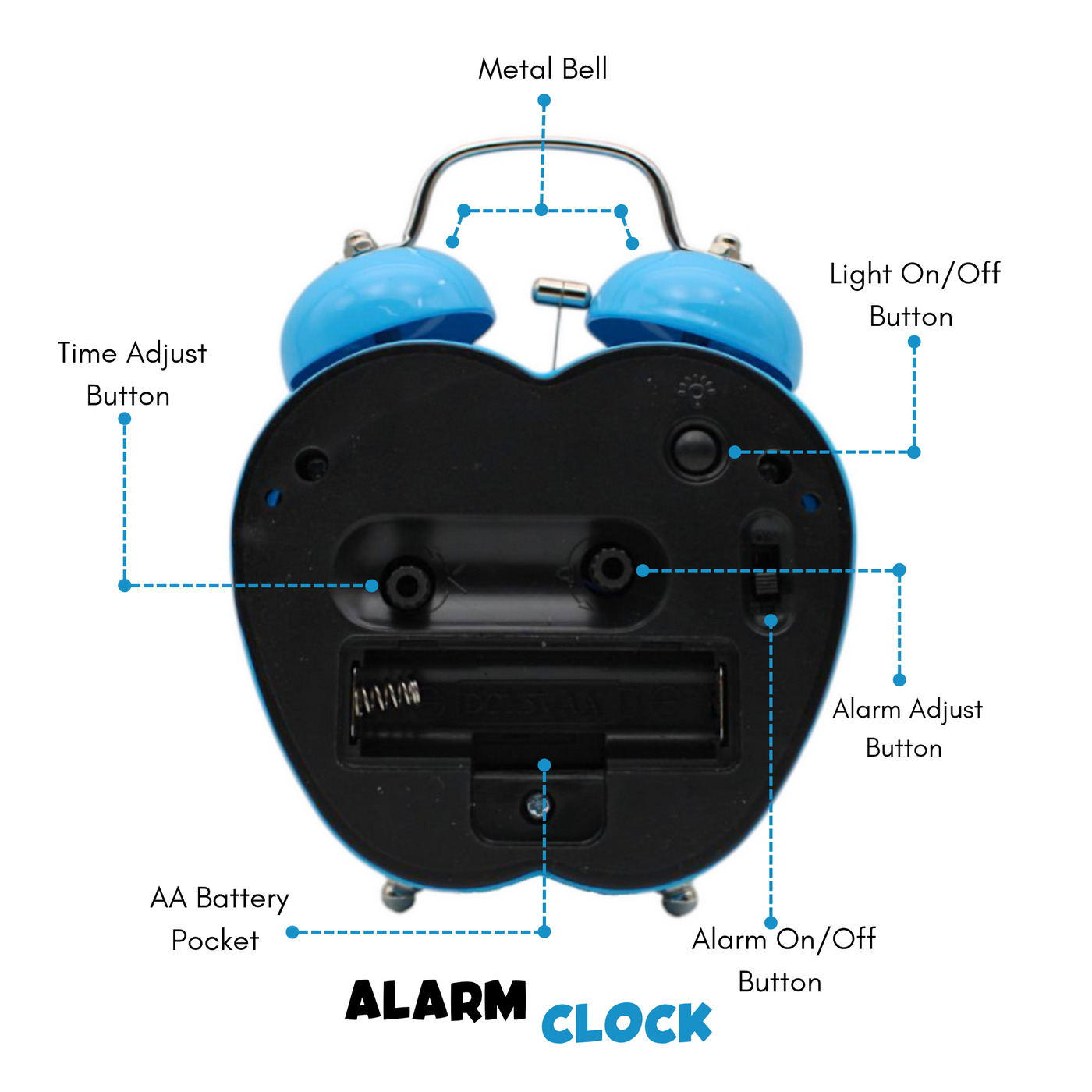 LAZYwindow Twin Bell Analog Alarm Clock | Loud Ring | Retro Table Clock for Bedroom & Office Multicolor (Apple Shape)