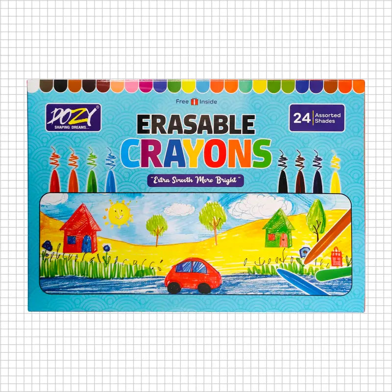 DOZY Erasable Crayons Colours 24 Assorted Shades (Pack of 2)