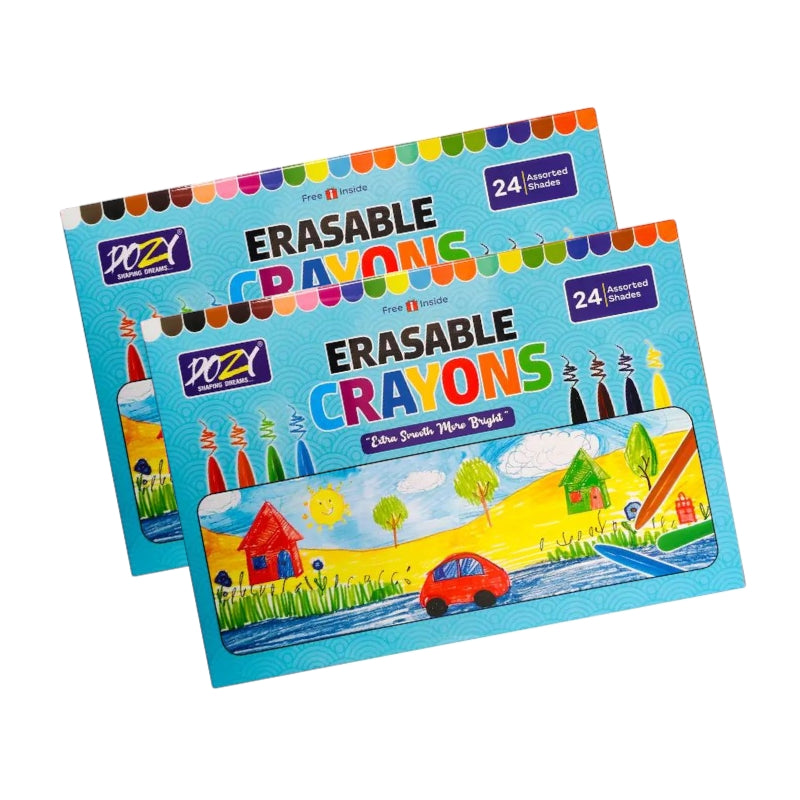 DOZY Erasable Crayons Colours 24 Assorted Shades (Pack of 2)