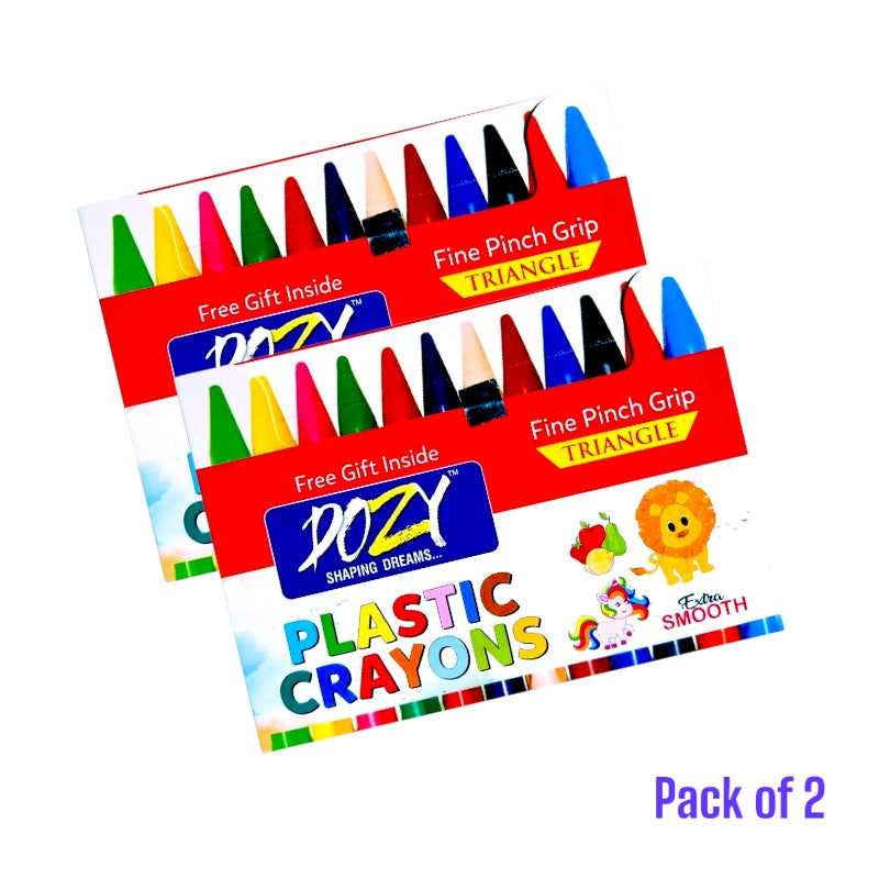 DOZY Plastic Crayons Colours– 12 Captivating Shades | Pack of 2