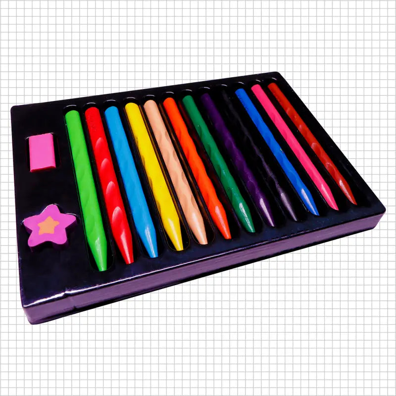 DOZY Plastic Crayons Colours– 12 Captivating Shades | Pack of 4