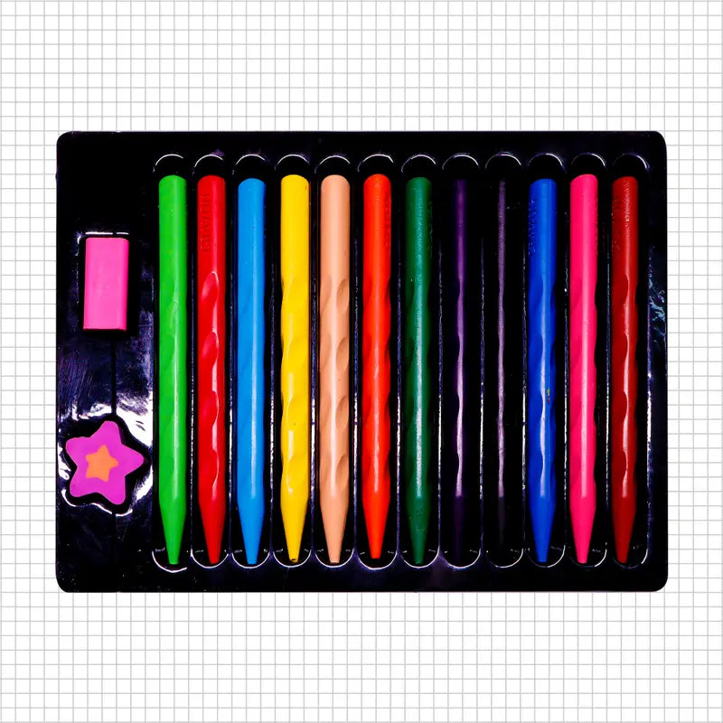 DOZY Plastic Crayons Colours– 12 Captivating Shades | Pack of 4