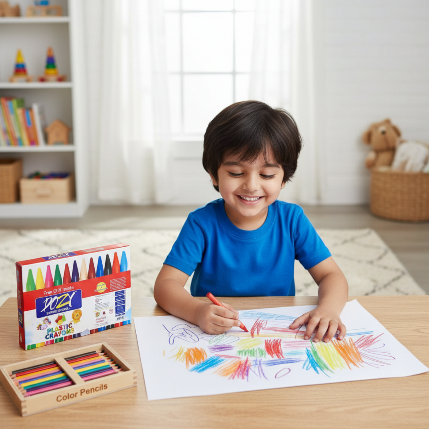 DOZY Plastic Crayons Colours– 12 Captivating Shades | Pack of 2