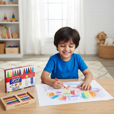 DOZY Plastic Crayons Colours– 12 Captivating Shades | Pack of 2