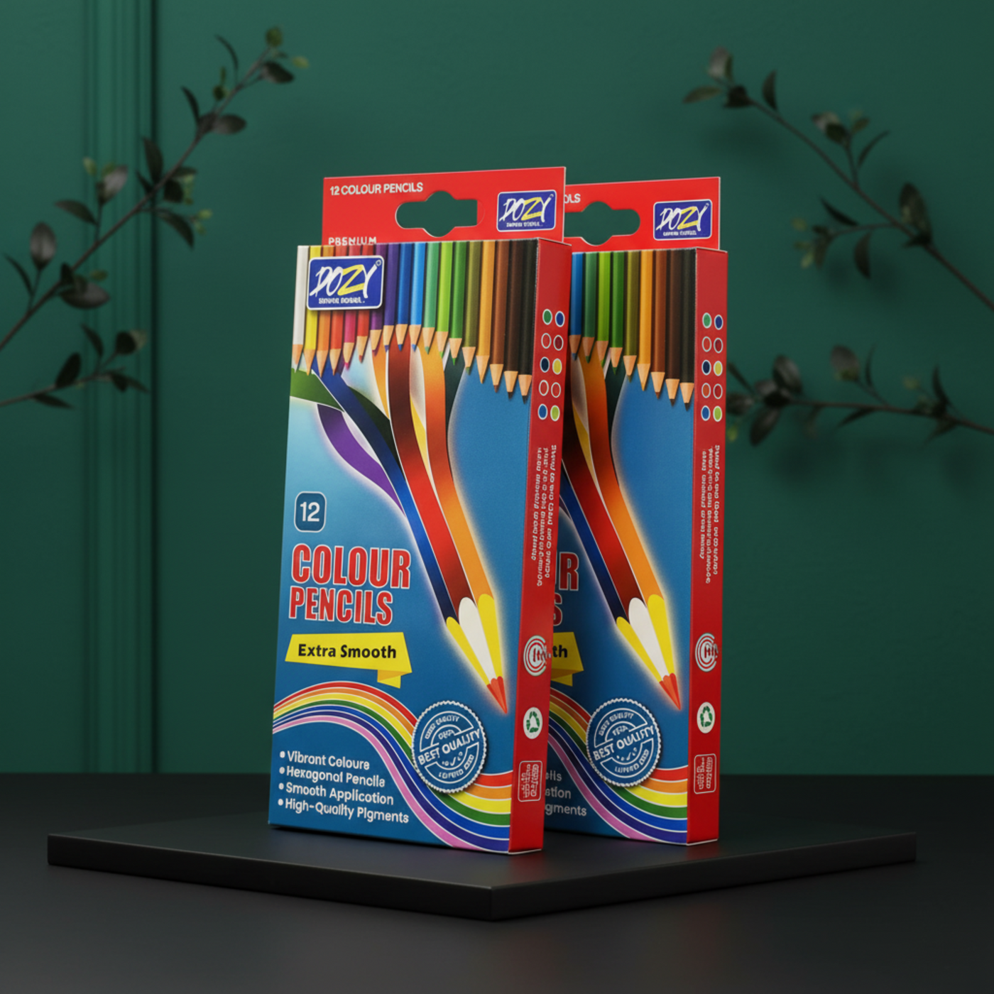 DOZY 12 Colour Pencils Set – Extra Smooth & Vibrant Shades (Pack of 2)