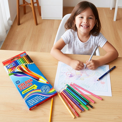 DOZY 12 Colour Pencils Set – Extra Smooth & Vibrant Shades (Pack of 2)