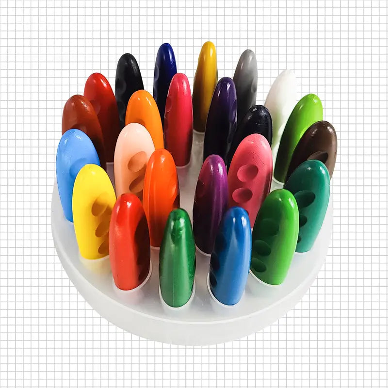 DOZY Fine Pinch Grip Crayons Colours – 24 Vibrant Colours | Round Storage Box | Pack of 2