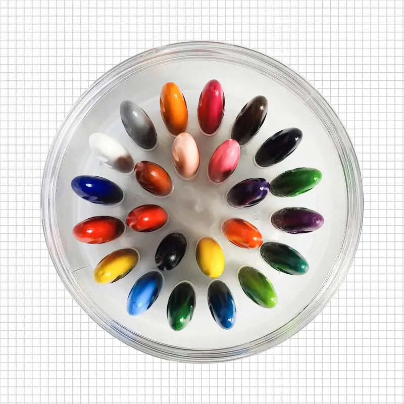 DOZY Fine Pinch Grip Crayons Colours – 24 Vibrant Colours | Round Storage Box