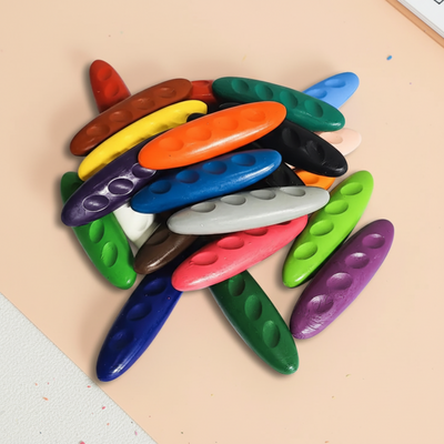 DOZY Fine Pinch Grip Crayons Colours – 24 Vibrant Colours | Round Storage Box
