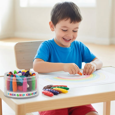 DOZY Fine Pinch Grip Crayons Colours – 24 Vibrant Colours | Round Storage Box | Pack of 2