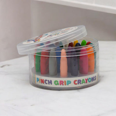 DOZY Fine Pinch Grip Crayons Colours – 24 Vibrant Colours | Round Storage Box | Pack of 2