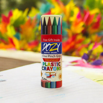 DOZY Triangle Plastic Crayons Colours – 12 Vibrant Colours
