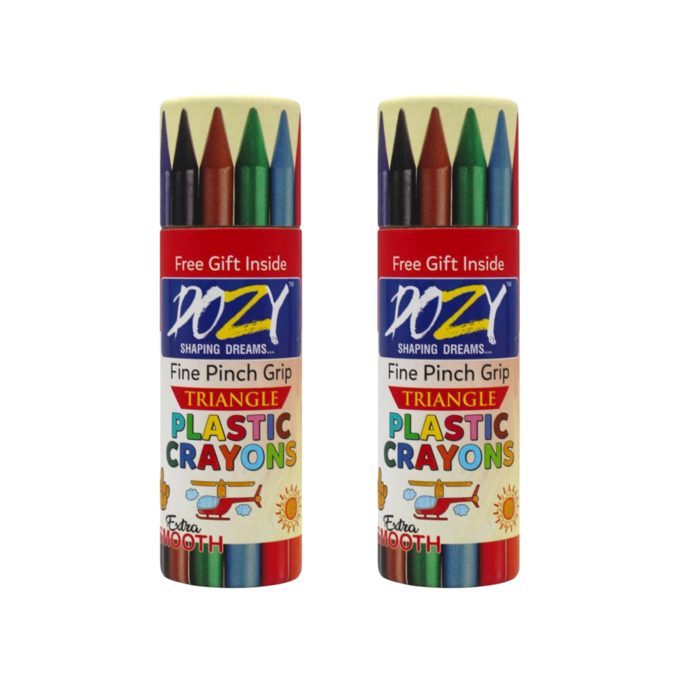 DOZY Triangle Plastic Crayons Colours – 12 Vibrant Colours | Pack of 2