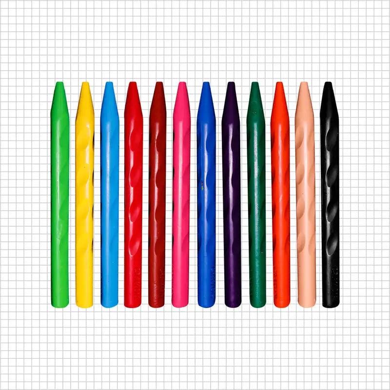 DOZY Triangle Plastic Crayons Colours – 12 Vibrant Colours | Pack of 4