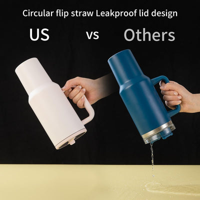 LAZYwindow Insulated Stainless Steel Tumbler 1200ml | Hot & Cold Thermos Cup with Straw & Spill-Proof Lid (Pink)