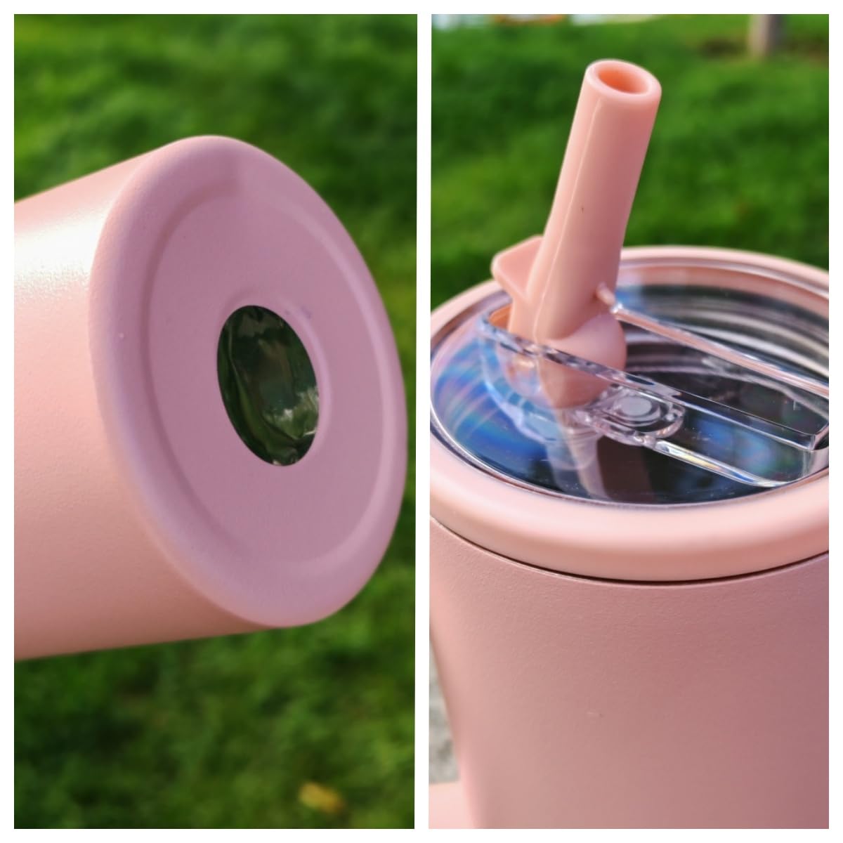 LAZYwindow Insulated Stainless Steel Tumbler 1200ml | Hot & Cold Thermos Cup with Straw & Spill-Proof Lid (Pink)