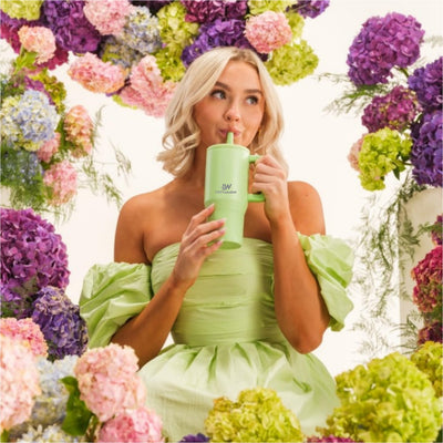 LAZYwindow Insulated Stainless Steel Tumbler 1200ml | Hot & Cold Thermos Cup with Straw & Spill-Proof Lid (Pink)