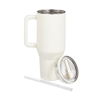 LAZYwindow Insulated Stainless Steel Tumbler 1200ml | Hot & Cold Thermos Cup with Straw & Spill-Proof Lid (Pink)