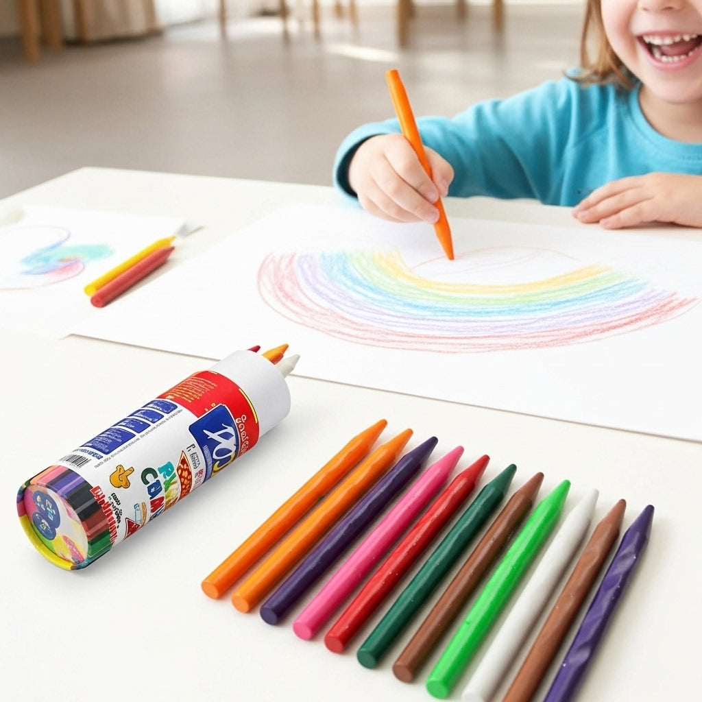 DOZY Triangle Plastic Crayons Colours – 12 Vibrant Colours